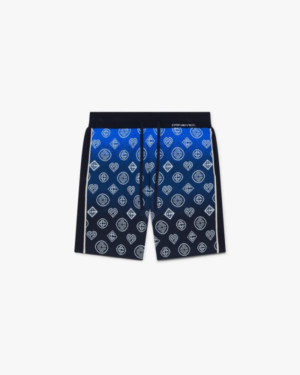 Casablanca Navy Gradient Monogram Knitted Shorts