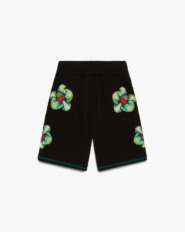 Casablanca Glitch Orchid Embroidered Crochet Shorts