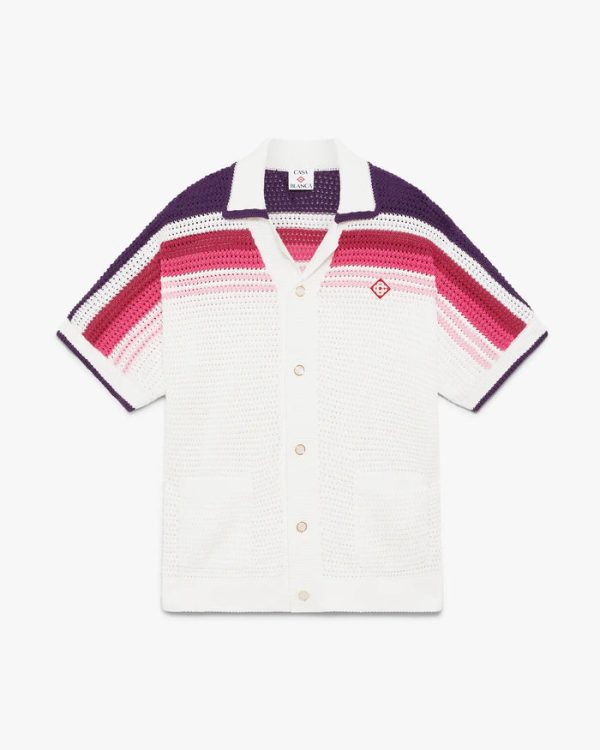 Casablanca Stripe Short Sleeve Crochet Shirt