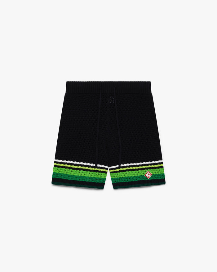 Casablanca Black & Green Striped Crochet Shorts Casablanca Black & Green Striped Crochet Shorts