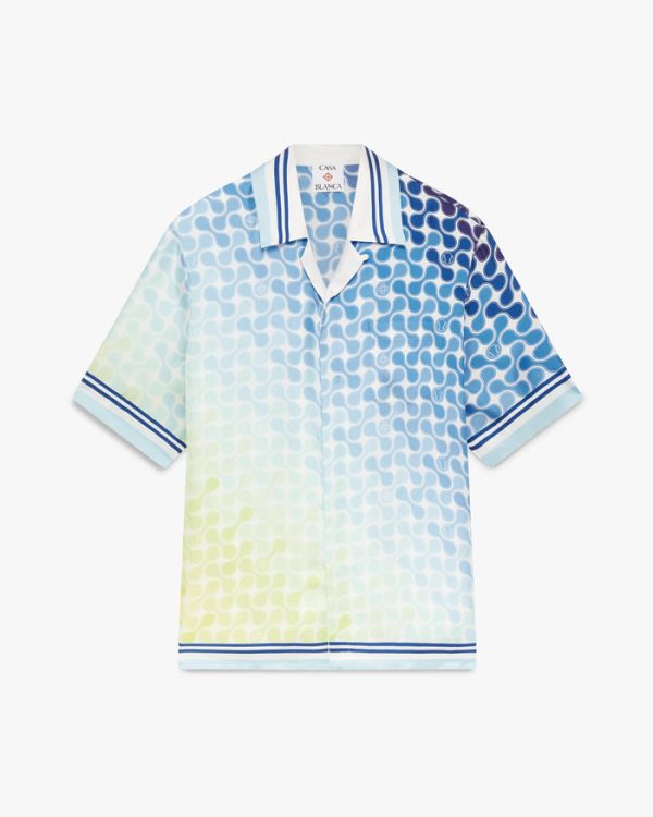 Casablanca Gradient Tennis Tile Short Sleeve Silk Shirt