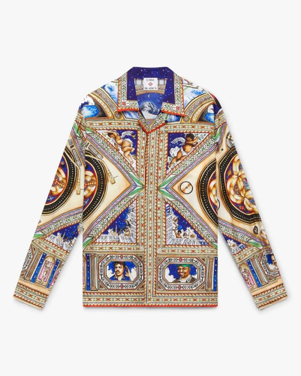 Casablanca Plafond Musique Long Sleeve Silk Shirt