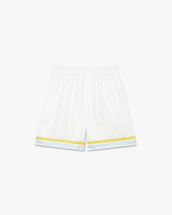 Casablanca White Tennis Landscape Silk Shorts